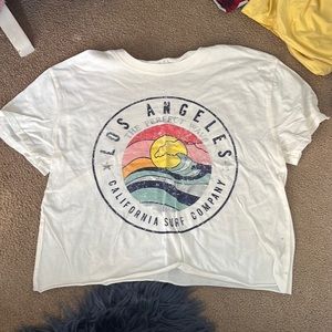 summer print semi cropped t-shirt